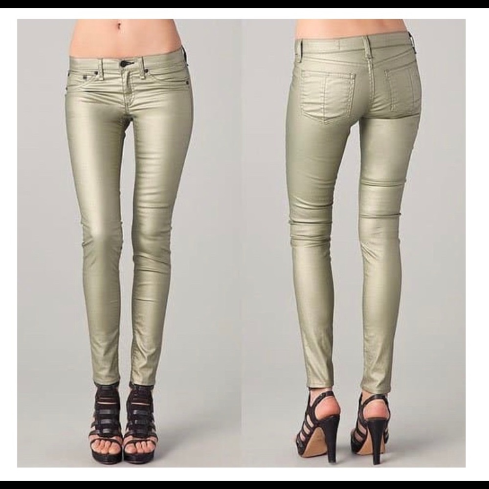 Rag & Bone Champagne/Metallic Legging Jeans